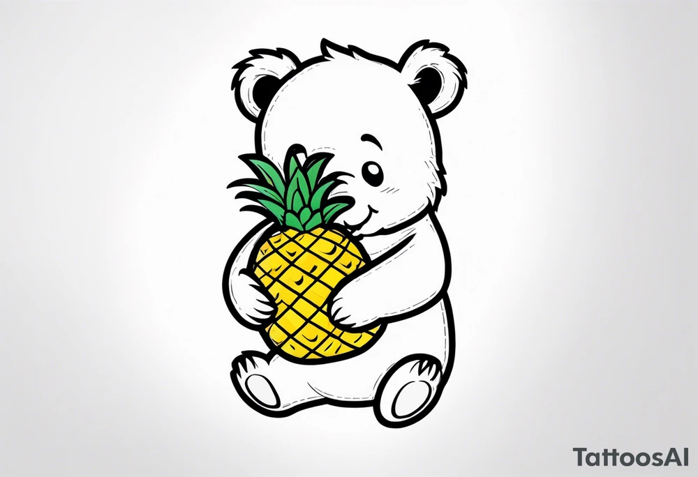 bear hugging pineapple tattoo idea