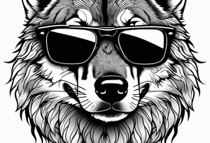 Badass wolf wearing sunglasses tattoo idea