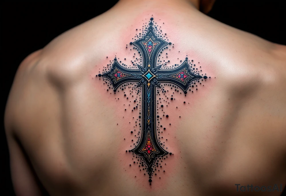 Colorful cross 
colorful cross tattoo idea