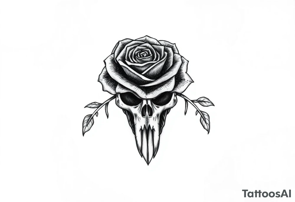 Alligator Tudor rose skull tattoo idea