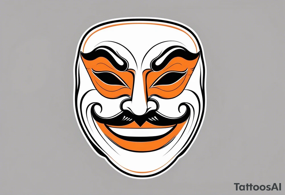 Laughing mask that is orange and black simplistic tattoo idea