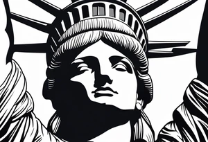 Sexy statue of liberty face with crown tattoo idea