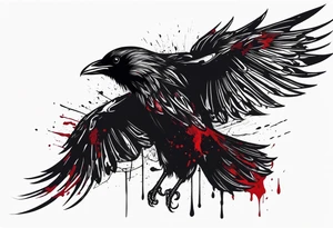 Black ravens closing its wings and dripped in blood tattoo idea