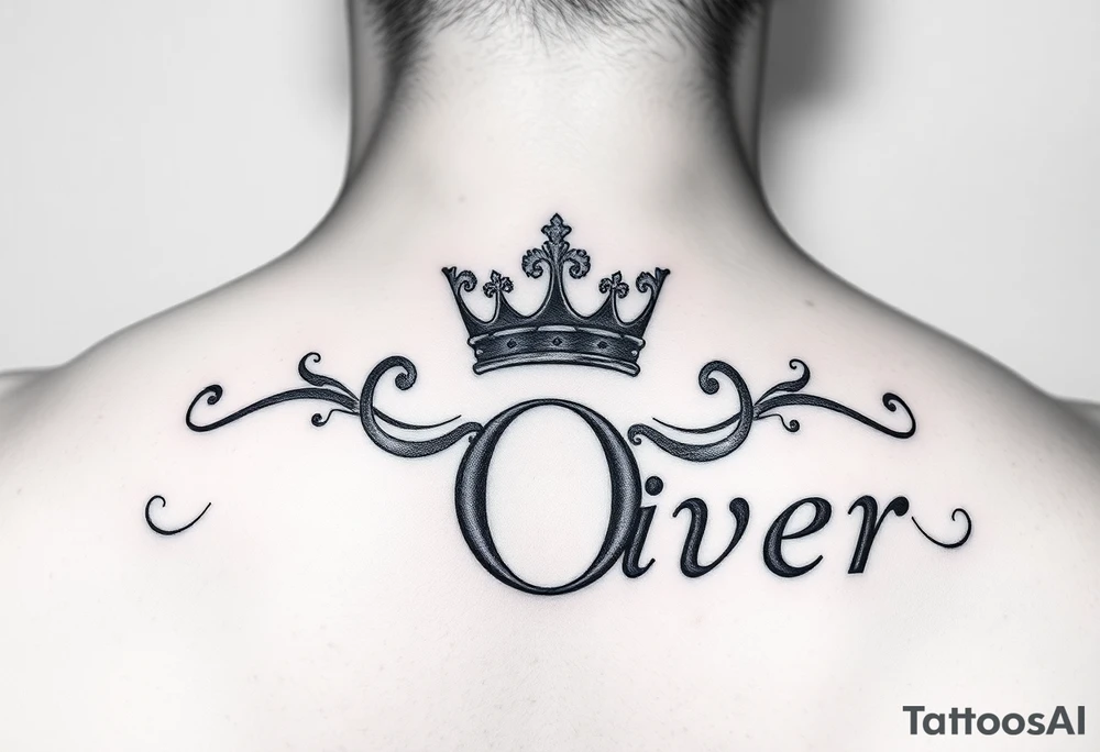 Name Oliver with a kings crown above the O tattoo idea
