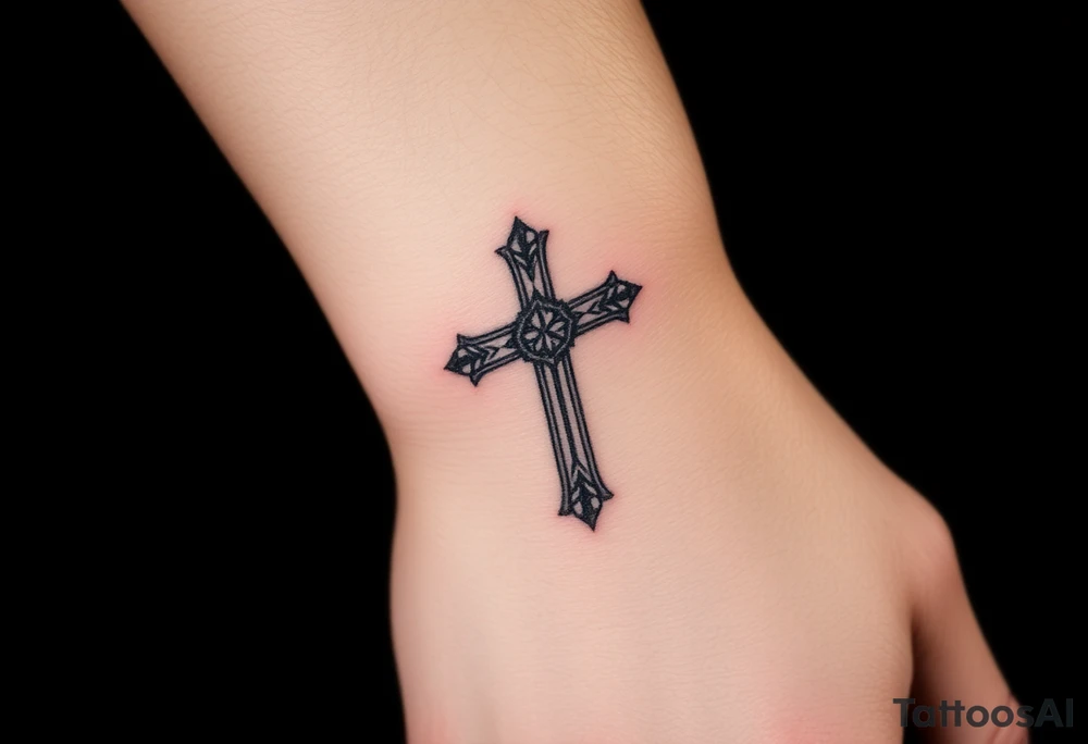 wrist 
cross with color tattoo idea
