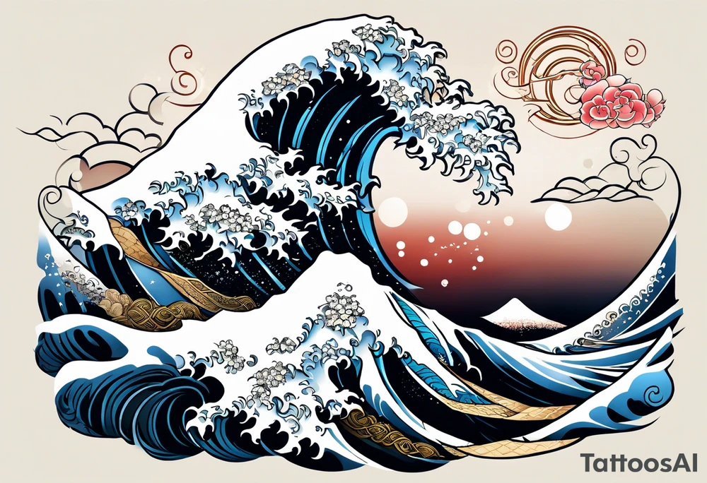 japanese wave, mixed with celtic pattern tattoo idea