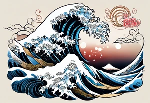 japanese wave, mixed with celtic pattern tattoo idea