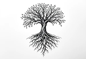 Tree of life big roots tattoo idea