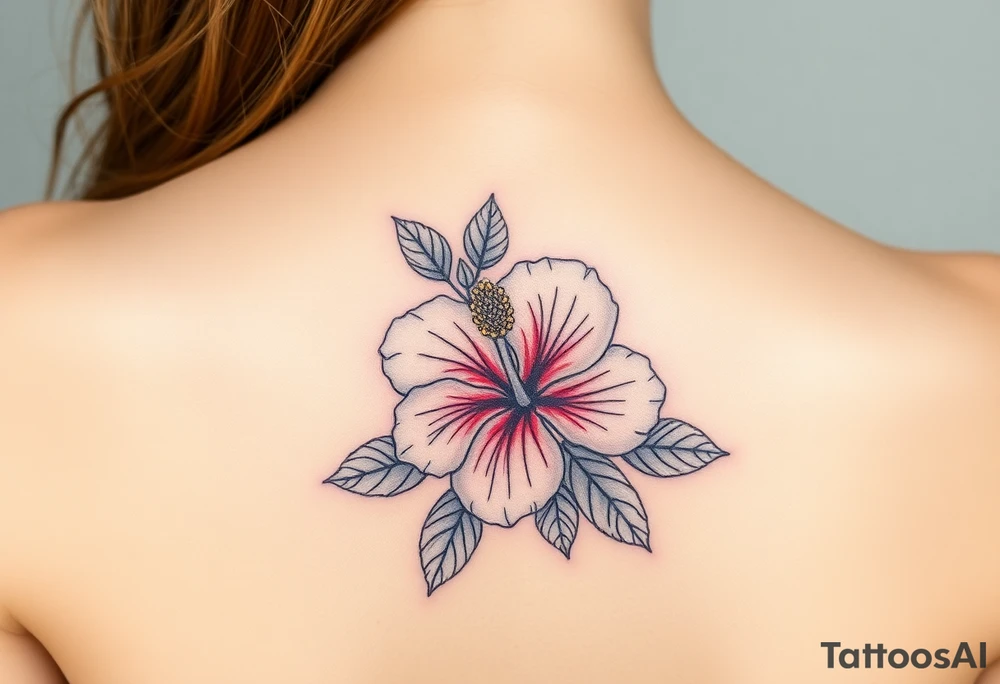 Hibiscus cluster with foliage tattoo idea