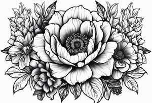 February, October and June birthflowers tattoo idea