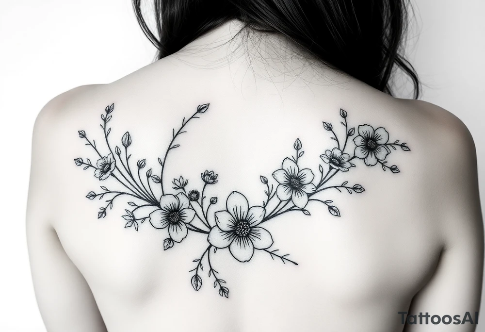 Northern woods with wild flowers tattoo idea