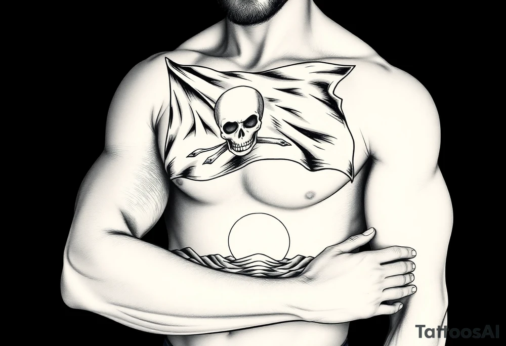 pirate flag, sun rise, tattoo idea