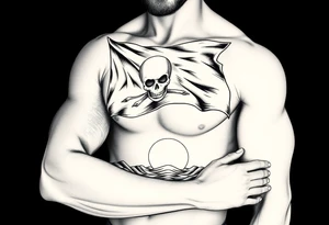 pirate flag, sun rise, tattoo idea