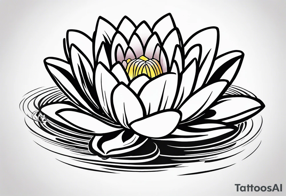 single line water lily tattoo, very simple, no shading, just outline, very small tattoo idea
