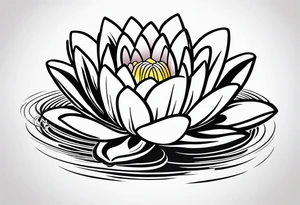 single line water lily tattoo, very simple, no shading, just outline, very small tattoo idea