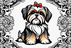 cartoon shih tzu/yorkie in style of disney tattoo idea