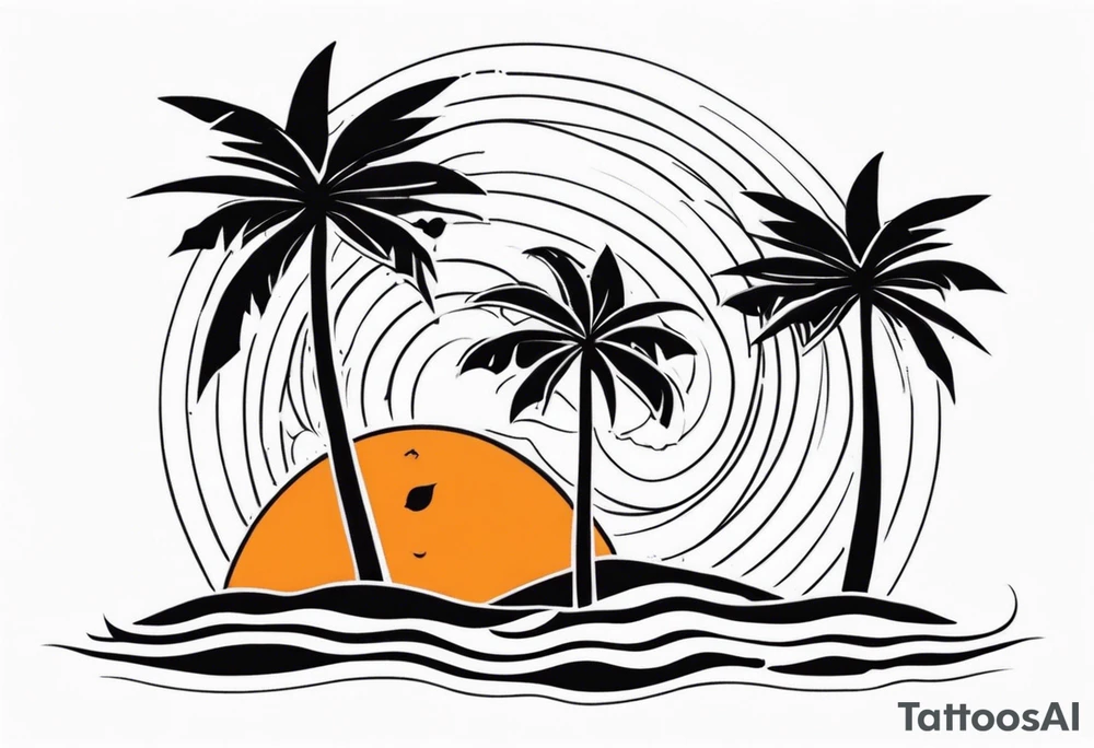 Palm trees oranges beach tattoo idea