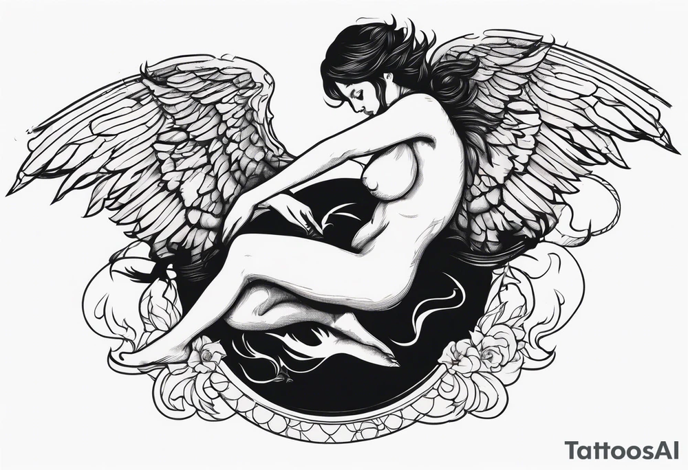 Fallen Angel falling to hell while god hold on to him tattoo idea Fallen Angel falling to hell while god hold on to him tattoo idea