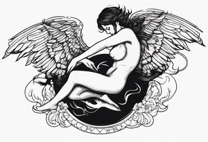 Fallen Angel falling to hell while god hold on to him tattoo idea
