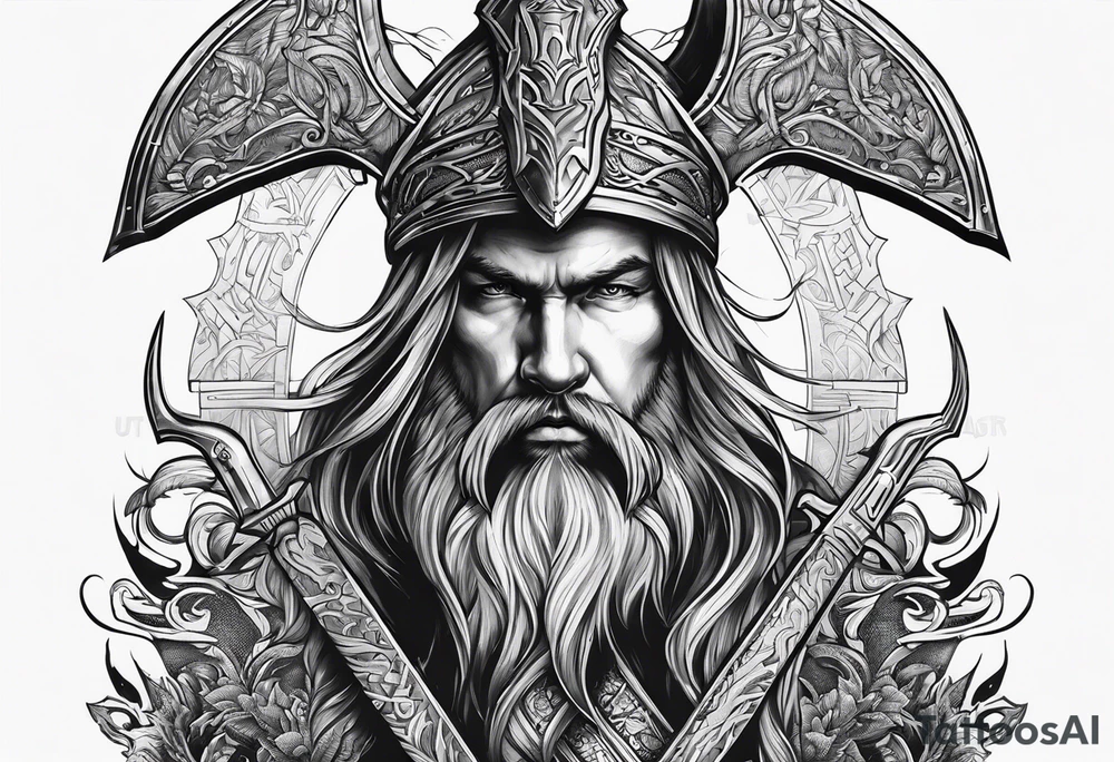 Valhalla sword axe tattoo idea