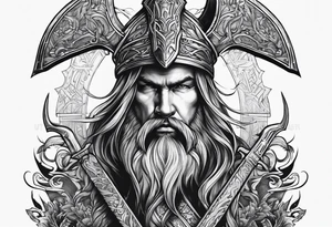 Valhalla sword axe tattoo idea