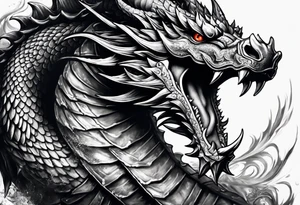 Drache mit ganzen Körper
Kopf ist unten der Körper schlängelt nach oben tattoo idea