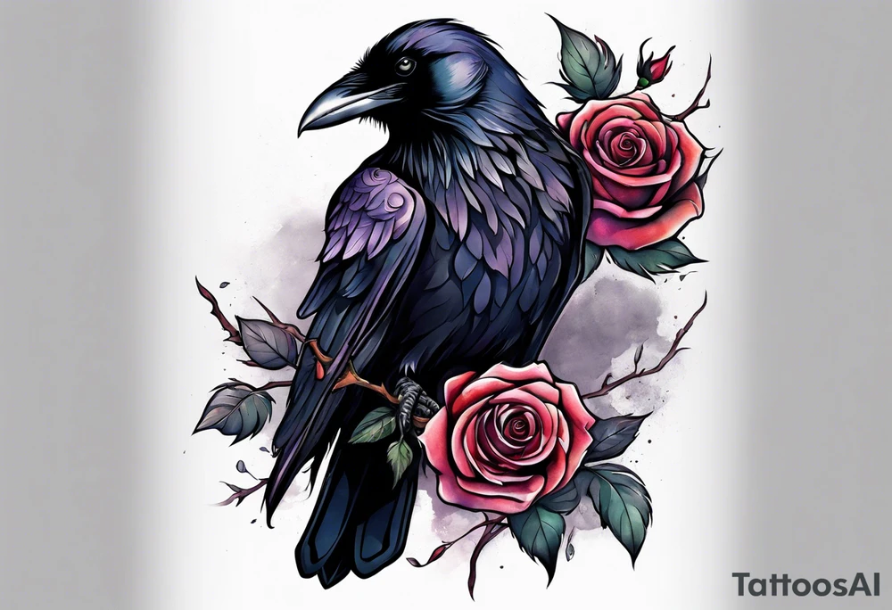 Raven holding  rose    arm tattoo tattoo idea