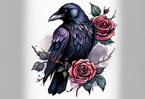 Raven holding  rose    arm tattoo tattoo idea