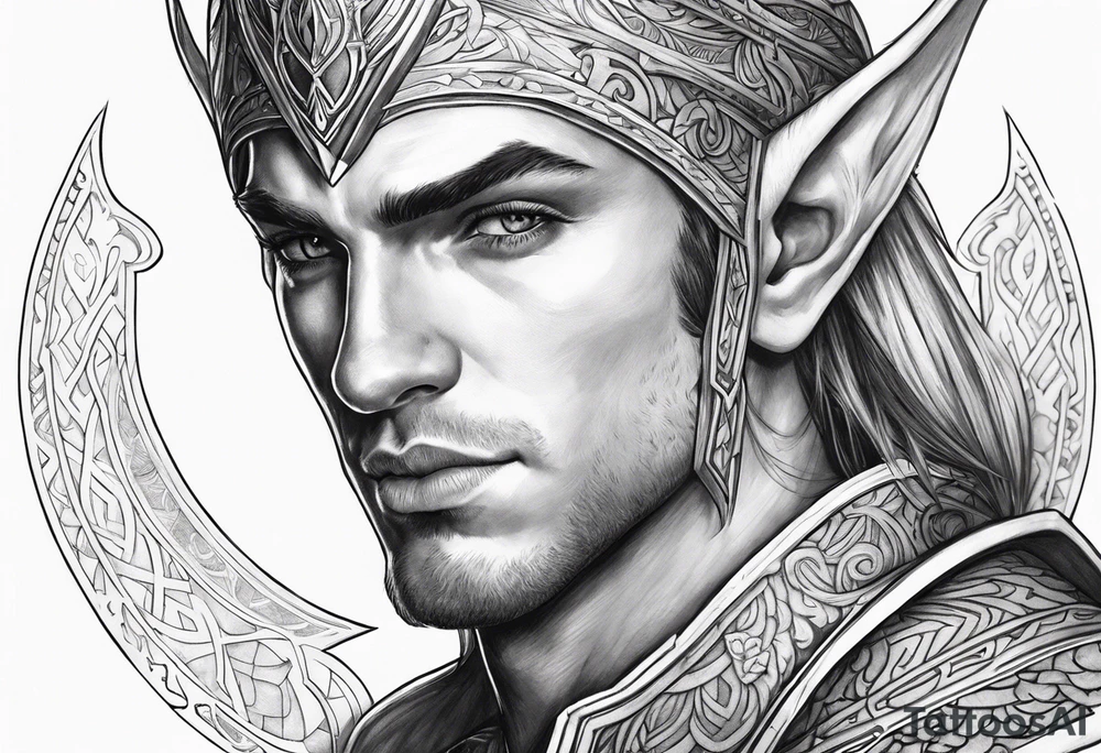 human-elf, male, paladin tattoo idea