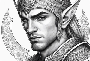 human-elf, male, paladin tattoo idea