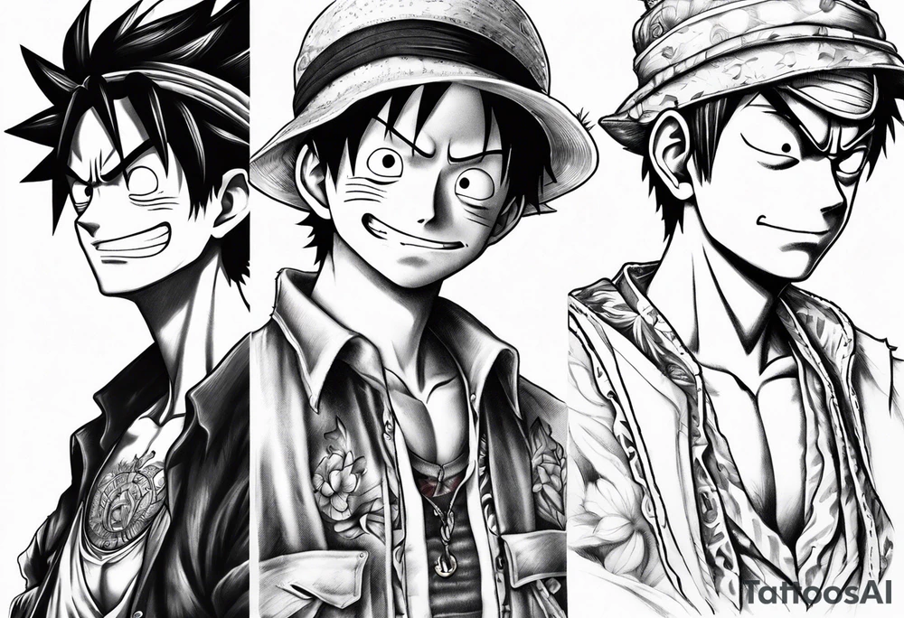 I want a half compas and half Mugiwara Luffy head tattoo idea