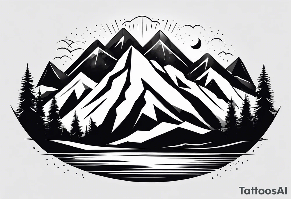 Mountain range silhouette chic tattoo idea