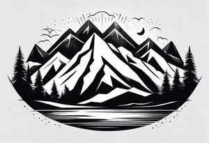 Mountain range silhouette chic tattoo idea