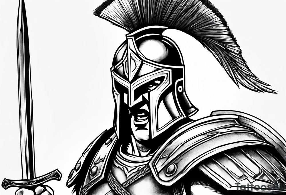 spartan soldier enraged tattoo idea