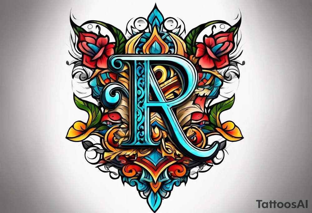 the letters A and R tattoo idea