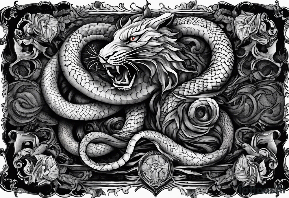 Bible verse: "Jesus replied "Behold, I give unto you power to tread on serpents and scorpions, and over all the power of the enemy: and nothing shall by any means hurt you"" tattoo idea