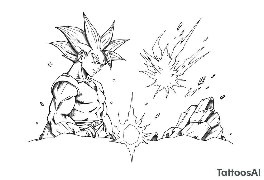 legendary dragonball z scene with energy aura and power effects tattoo idea