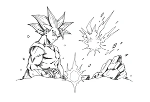 legendary dragonball z scene with energy aura and power effects tattoo idea