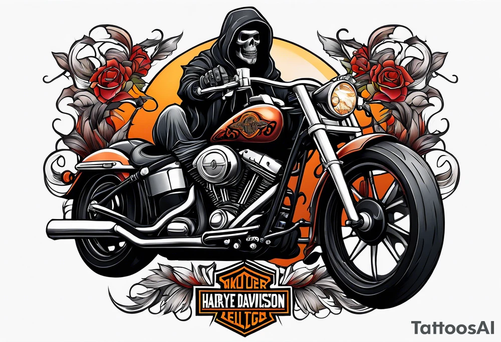 Reaper on a Harley Davidson tattoo idea