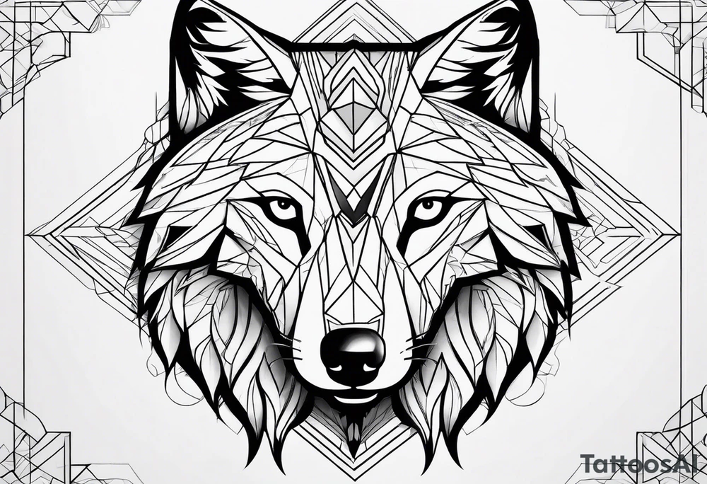 with a geometric wolf and a pattern around it tattoo idea with a geometric wolf and a pattern around it tattoo idea