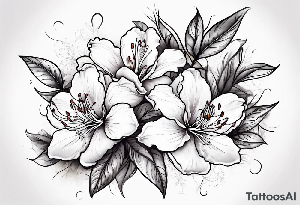 2 azalea flowers with branch tattoo idea