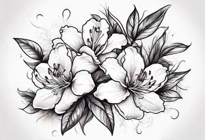 2 azalea flowers with branch tattoo idea