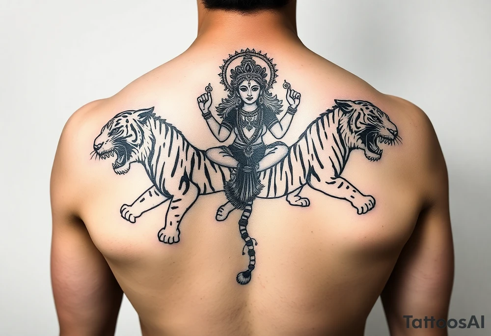 Durga on tigers tattoo idea