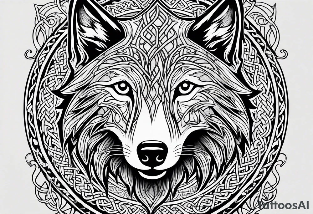 Celtic wolf tattoo idea