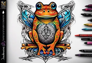 Hour glass letters m d y Barb wire tribal frog tattoo idea