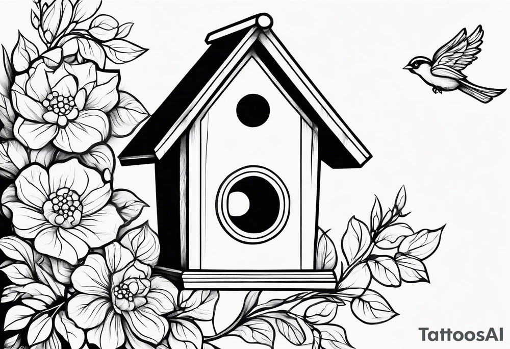 Outline of a birdhouse tattoo idea