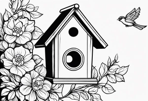 Outline of a birdhouse tattoo idea