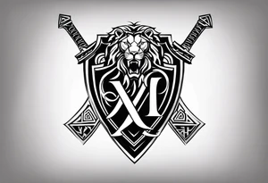 Valhalla shield sword valknut lion tattoo idea