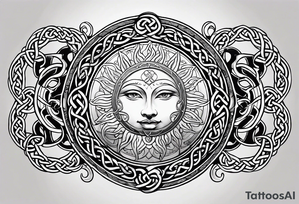 A Celtic styled sun with a snake tattoo idea