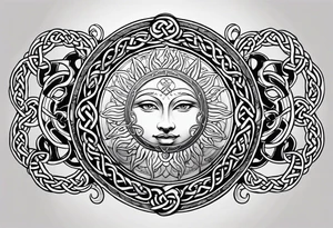 A Celtic styled sun with a snake tattoo idea